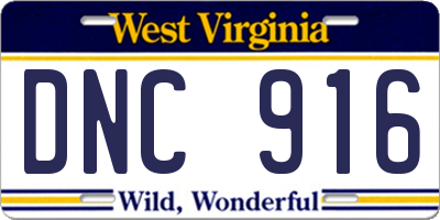 WV license plate DNC916