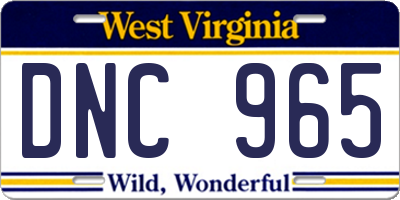 WV license plate DNC965