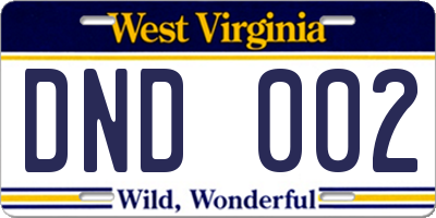 WV license plate DND002