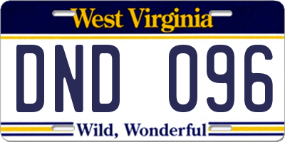 WV license plate DND096