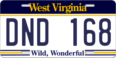 WV license plate DND168