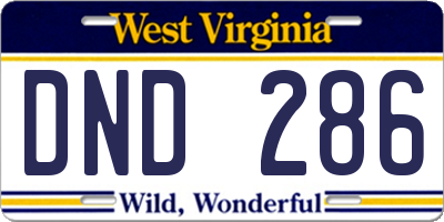 WV license plate DND286
