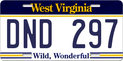 WV license plate DND297