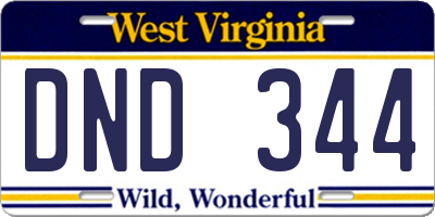 WV license plate DND344