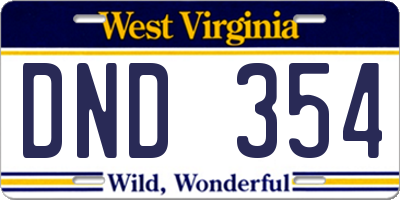 WV license plate DND354