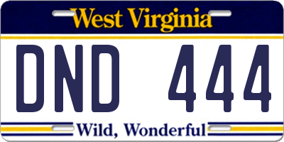 WV license plate DND444