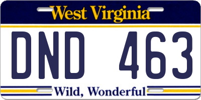 WV license plate DND463