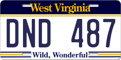 WV license plate DND487
