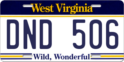 WV license plate DND506