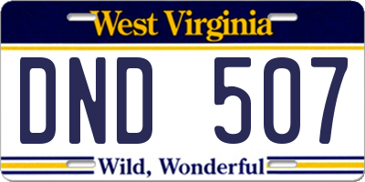 WV license plate DND507