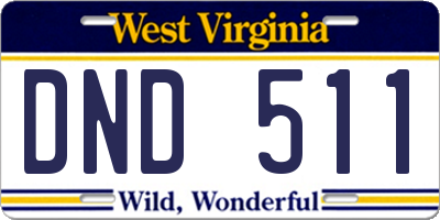 WV license plate DND511