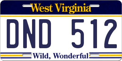 WV license plate DND512