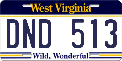 WV license plate DND513