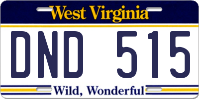 WV license plate DND515