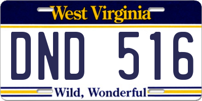 WV license plate DND516