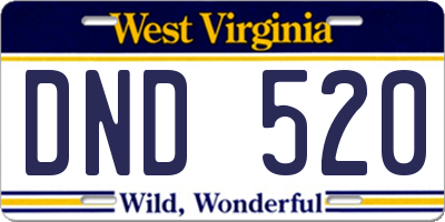 WV license plate DND520
