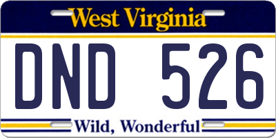 WV license plate DND526