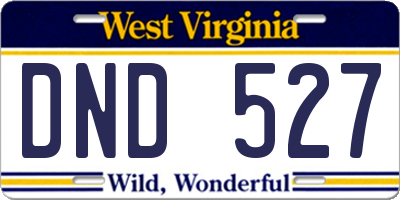 WV license plate DND527