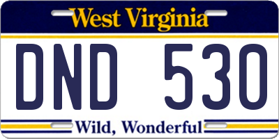 WV license plate DND530