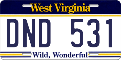 WV license plate DND531