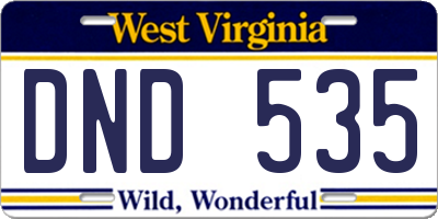 WV license plate DND535