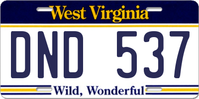 WV license plate DND537