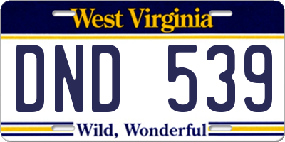 WV license plate DND539