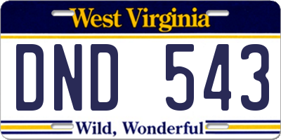 WV license plate DND543