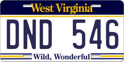 WV license plate DND546