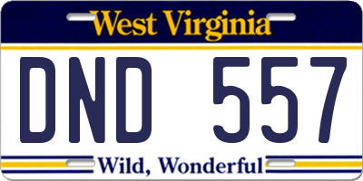 WV license plate DND557