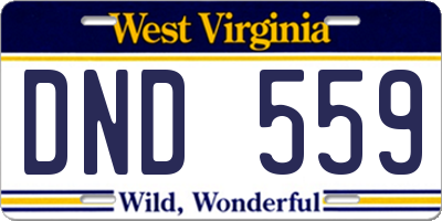 WV license plate DND559