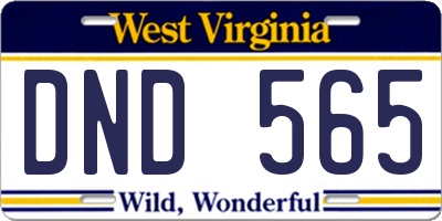 WV license plate DND565