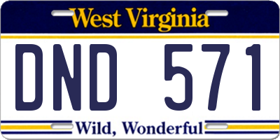 WV license plate DND571