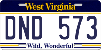 WV license plate DND573