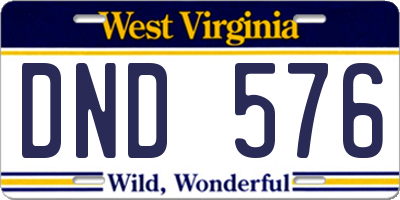 WV license plate DND576