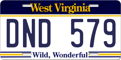 WV license plate DND579