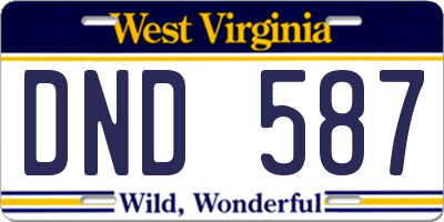 WV license plate DND587