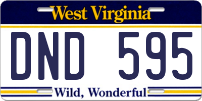 WV license plate DND595