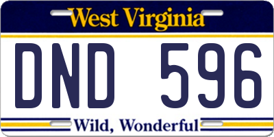 WV license plate DND596