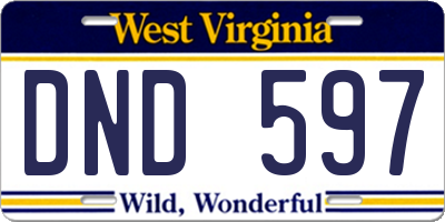 WV license plate DND597
