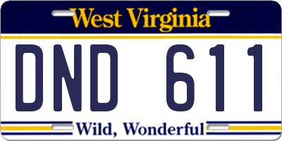WV license plate DND611