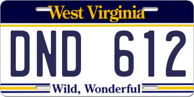 WV license plate DND612