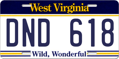 WV license plate DND618