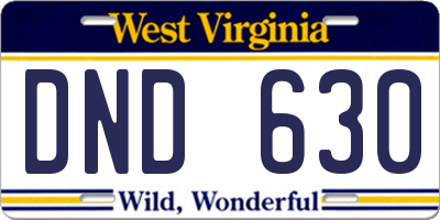 WV license plate DND630