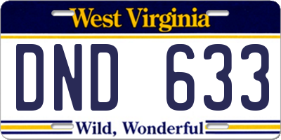 WV license plate DND633