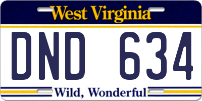 WV license plate DND634