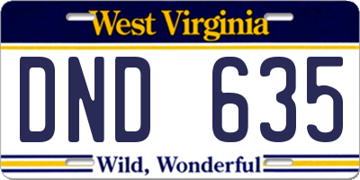 WV license plate DND635