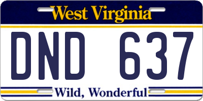 WV license plate DND637