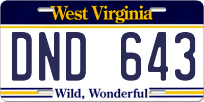 WV license plate DND643