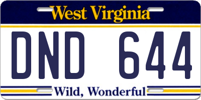 WV license plate DND644